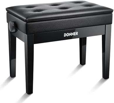 Donner Adjustable Piano Bench with Storage & Cushioned Seat
