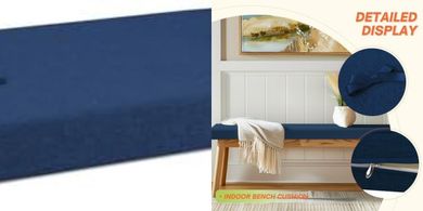 30" High-Resilience Bench Cushions with Straps for Indoor Furniture
