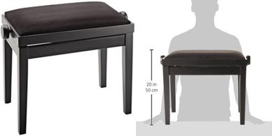 K&M Black Velvet Piano Bench
