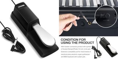 Aodsk Piano Sustain Pedal with Polarity Switch & Anti-Slip Base
