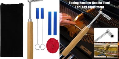 Professional Piano Tuning Kit with Hammer, Lever & Case (6 pcs)
