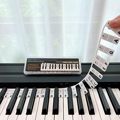 Reusable Silicone Piano Keyboard Note Labels (88-Key, Black)
