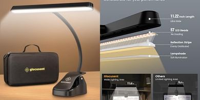 Glocusent Piano Light: Bright LED, Rechargeable, Long-Lasting, with Case
