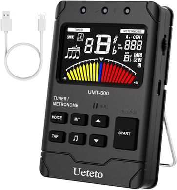 Ueteto Rechargeable Metronome Tuner: Vocal, TAP, Guitar, Bass, Violin, Ukulele, Chromatic.
