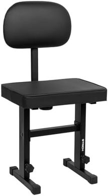 Adjustable Piano Bench with Backrest and Padded Cushion (Black)
