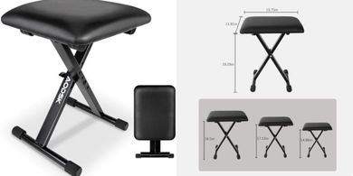 Adjustable X-Style Keyboard Bench with Padded, Flame-Retardant Seat
