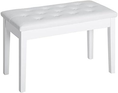 HOMCOM White Duet Piano Bench with Padded Cushion
