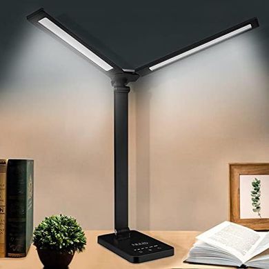 NUNET Cordless LED Desk Lamp: Rechargeable, Touch Control, Dual-Head, Dimmable
