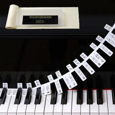 Reusable Silicone Piano Keyboard Stickers (61 keys) with Dust Cover
