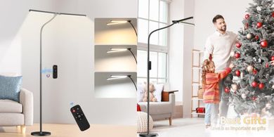 Dimmable Double-Head LED Floor Lamp for Reading, Work & Hobbies
