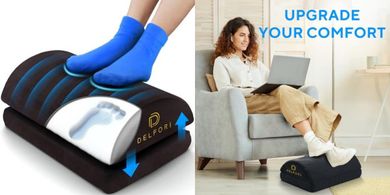 Ergonomic Under-Desk Footrest: Adjustable Height, Memory Foam, Back Pain Relief
